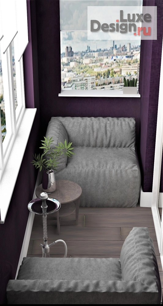 Дизайн интерьера квартиры "Фиолетовая квартира на высоте птичьего полета" (фото 7)