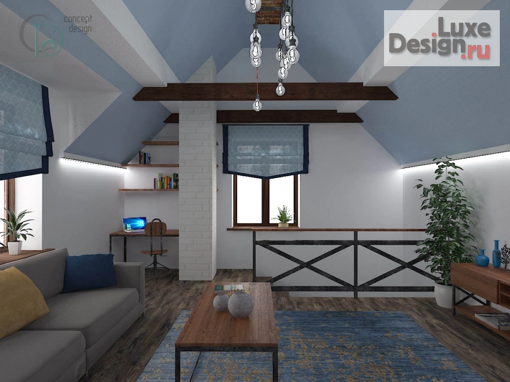 Дизайн интерьера загородного дома "Яркий и смелый лофт" (фото 3)