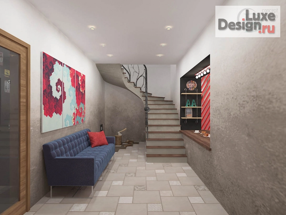 Дизайн интерьера загородного дома "Яркий и смелый лофт" (фото 7)