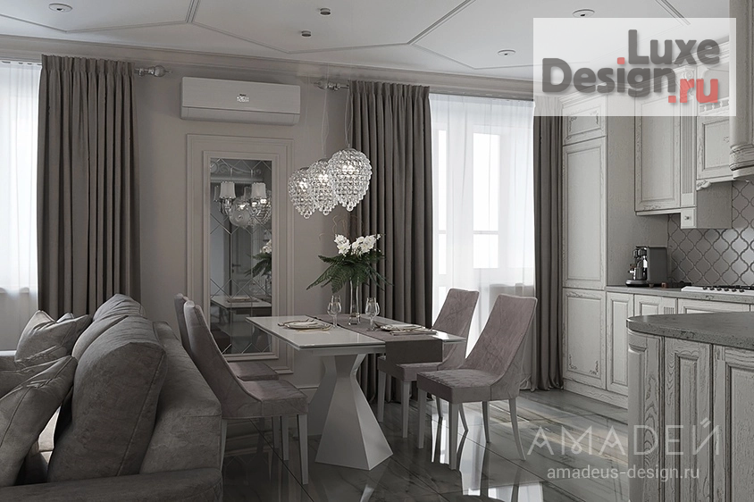 Дизайн интерьера двухкомнатной квартиры "В СТИЛЕ НЕОКЛАССИКА" (фото 4)