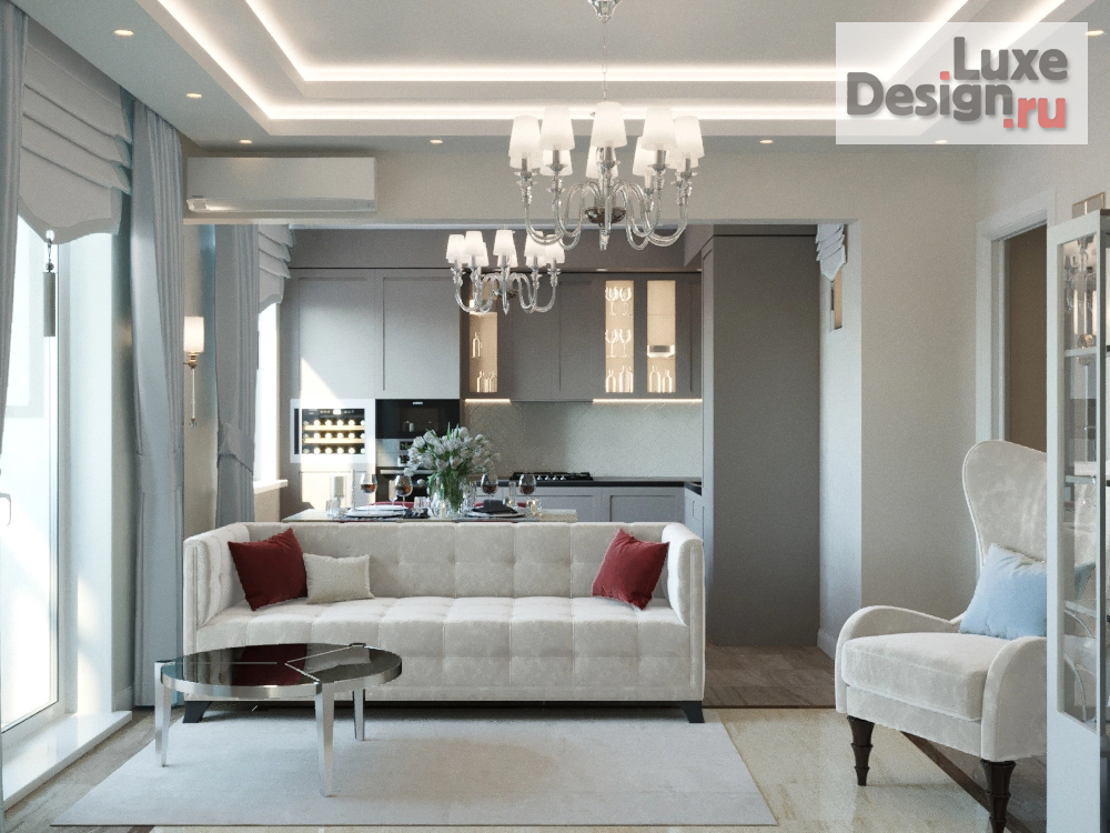 Дизайн интерьера гостиной "Дизайн-проект кухни-костиной г. Москва" (фото 1)