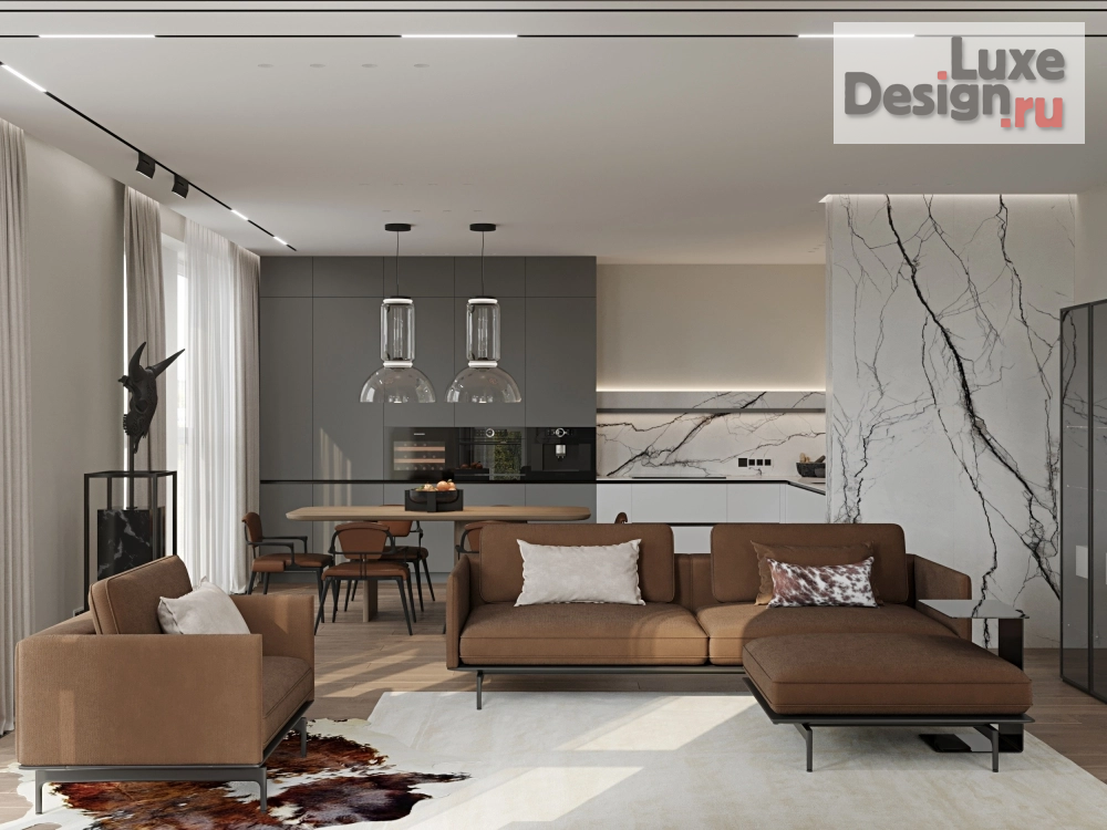 Дизайн интерьера трехкомнатной квартиры "Квартира в ЖК Прайд парк" (фото 1)