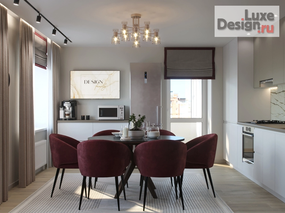 Дизайн интерьера трехкомнатной квартиры "Кухня-столовая в ЖК Олимпийский" (фото 1)