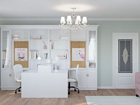 Дизайн интерьера детской в Рязани "Учебная комната для девочек"