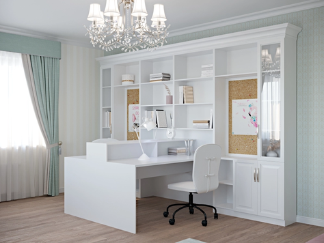 Дизайн интерьера детской в Рязани "Учебная комната для девочек"